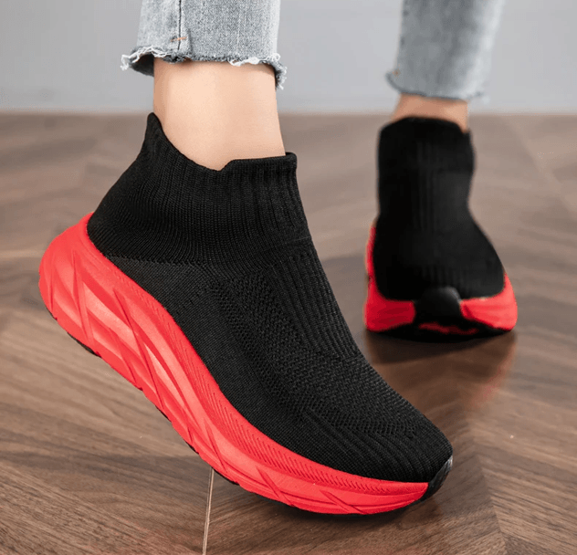 Breathable Mesh Sneakers Slip On Casual Running Shoes For Men And Women 4 4.5 black