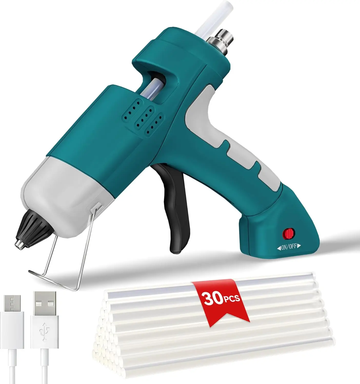 Cordless Hot Melt Glue Gun 20W With Type C Charging, Portable Fast Heating Glue Gun And Stick Kit, Glue Sticks Included wired