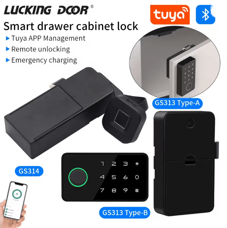 Tuya Smart Fingerprint Cabinet Lock Keyless Security Drawer And Furniture Lock gs313 b