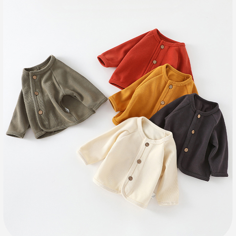 Spring Autumn Knitted Kids Cardigan Solid Color, Baby Sweaters For Boys Girls, Back To School Infant Outerwear Coats beige 3 4 Years(110)