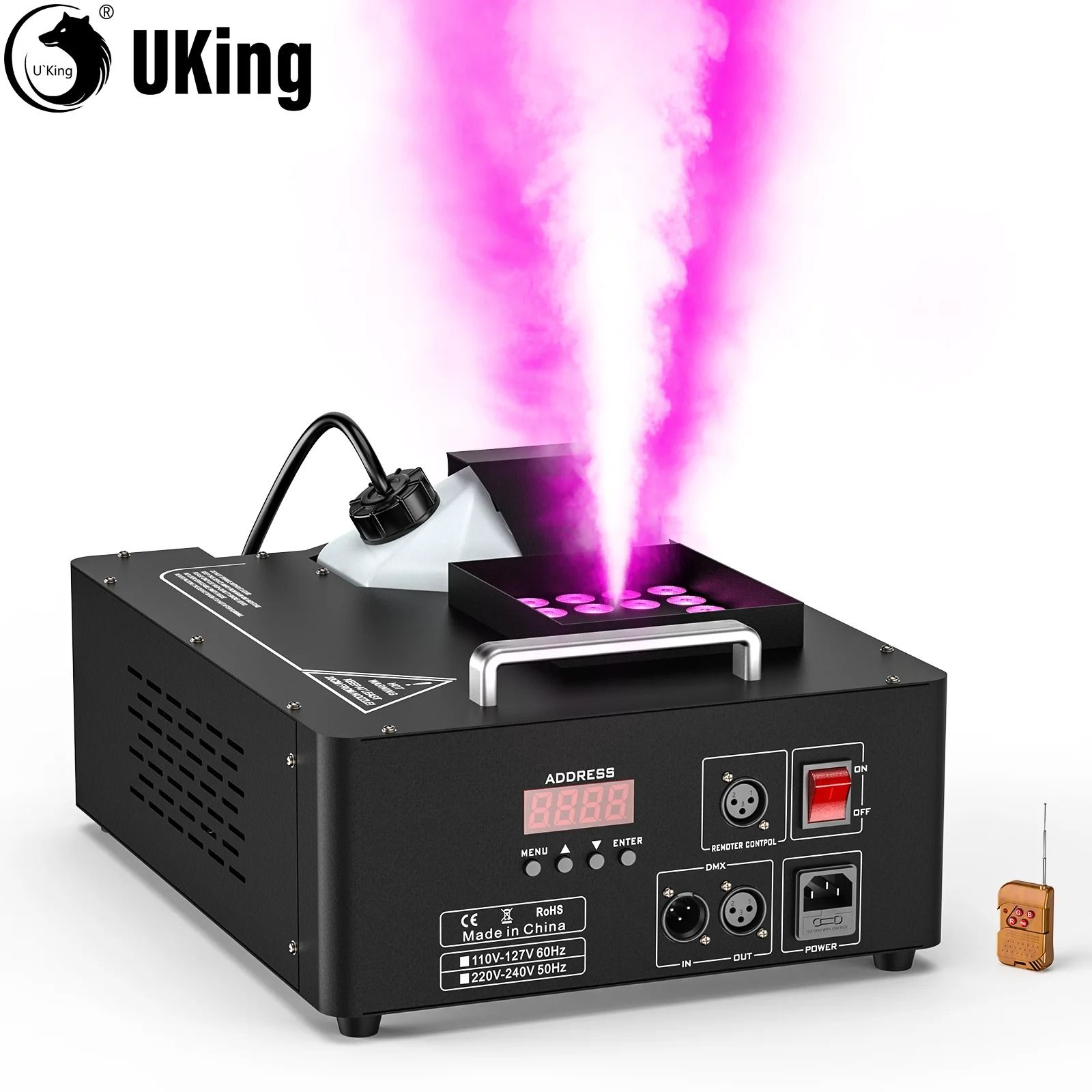 UKing 1500W RGB 3 In 1 Fog And Bubble Machine With 24 LED Lights uk