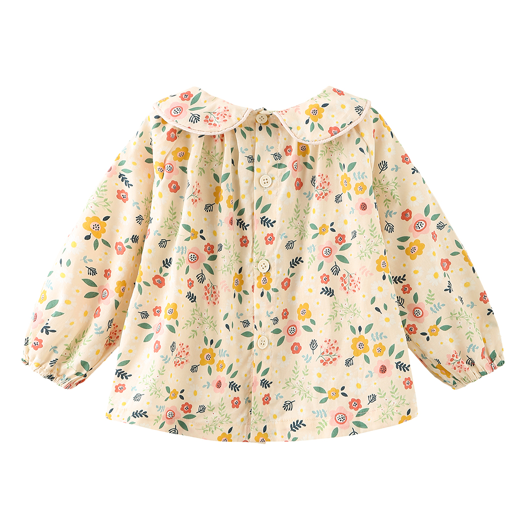 Adorable Floral Girls Shirt Spring Long Sleeve Petal Collar Blouse Clothes Infant Kids Tops Children Jackets Outwear b 18 24 Months 90