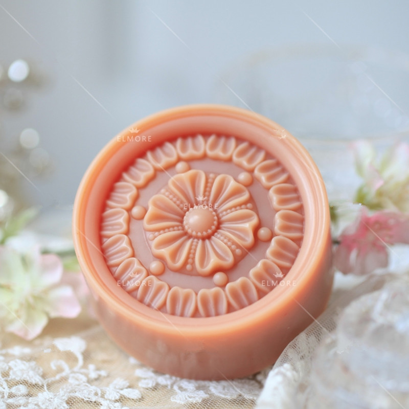 Popular Round Handmade Soap Mold, Classic Flower Silicone Mold For Natural Soap, Cake, Candle And Wax Melt Making Popular Round Handmade Soap Mold, Classic Flower Silicone Mold For Natural Soap, Cake, Candle And Wax Melt Making