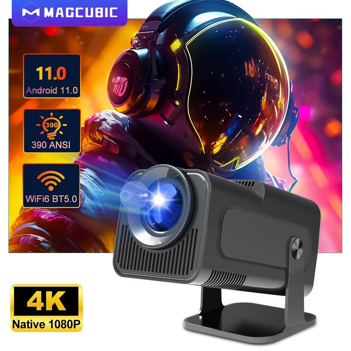 Magcubic HY320 4K Android Projector Native 1080P au gray
