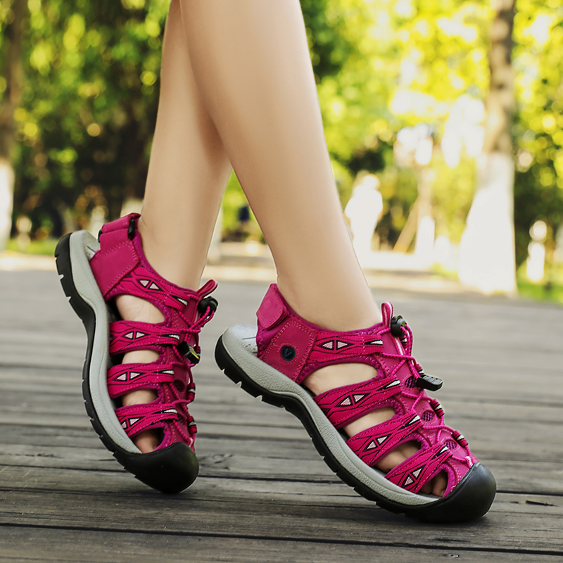 New Designer Genuine Leather Women Sandals, Lightweight Outdoor Gladiator Sandals & Heeled Summer Footwear black 37