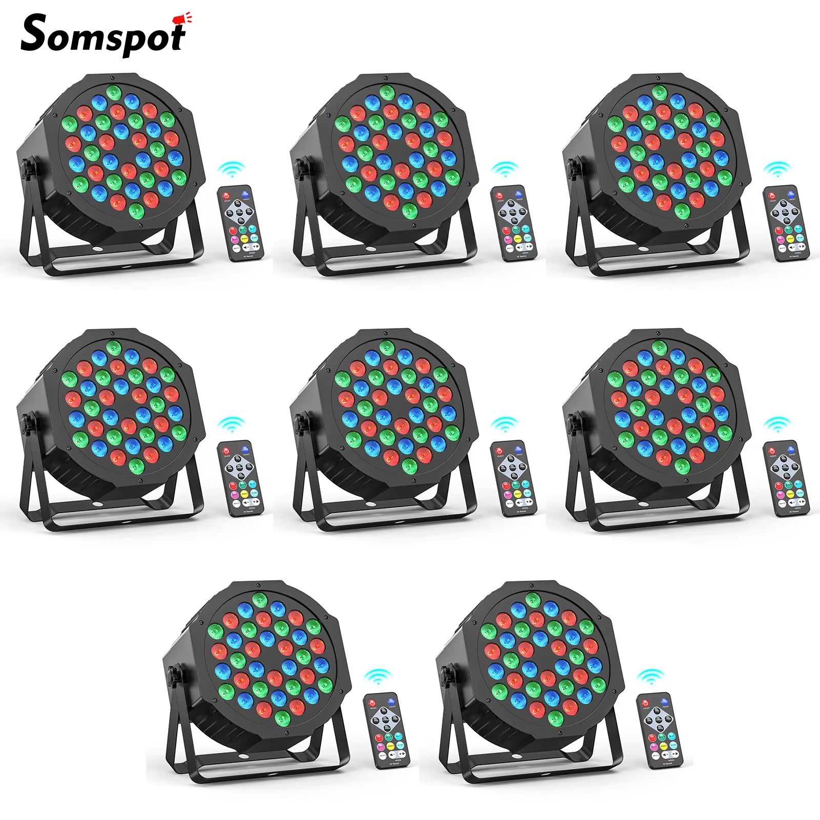 Somspot RGB Par Stage Lights 36 LED DMX & Remote Control Lighting For Parties, Weddings & Live Events (4 8 Pack) 8pcs uk