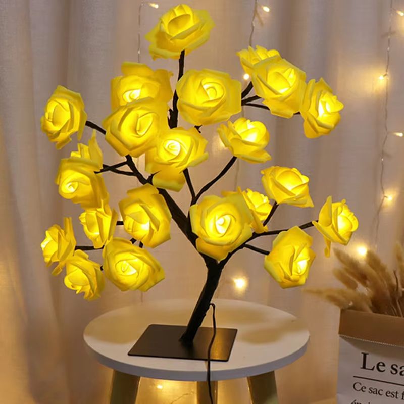 Romantic LED Rose Flower Table Lamp USB Powered Night Light For Home, Wedding, And Party Decoration rainbow