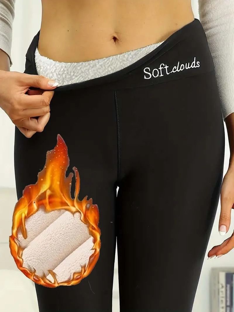 Women Plush Lined Sherpa Leggings High Waist Warm Skinny Pants For Winter Sports And Fitness m wine Red