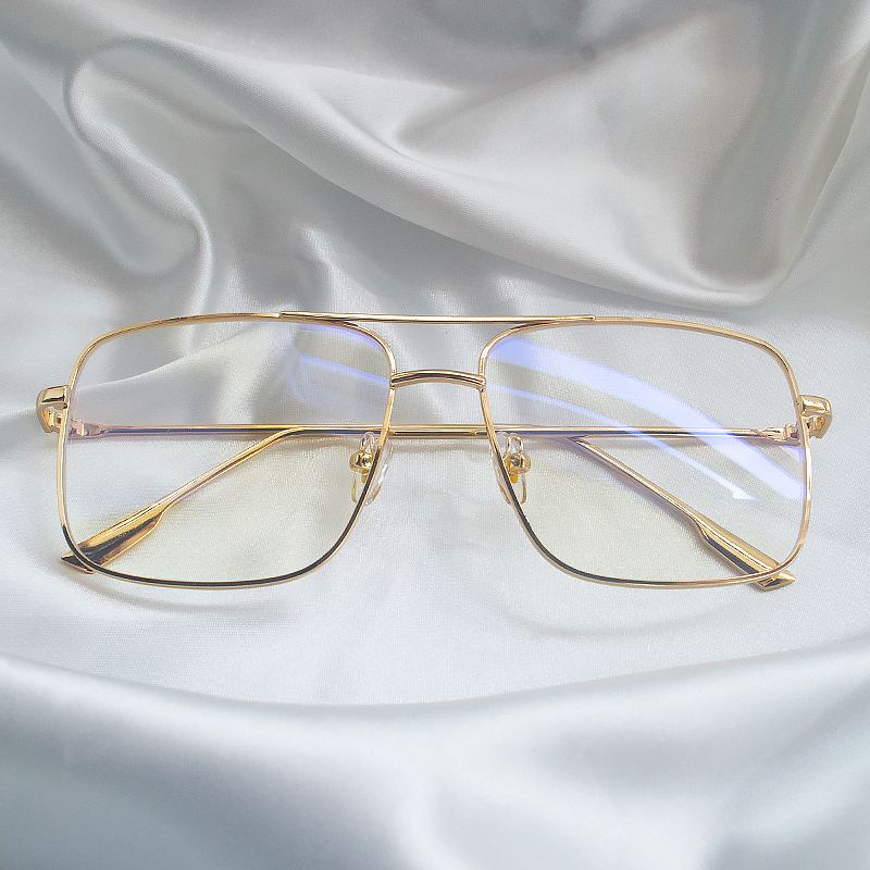 Fashion Square Frame Vintage Eyeglasses Men Oversized Metal Glasses Frame Women Clear Lens Glasses Gold Optical gold Clear