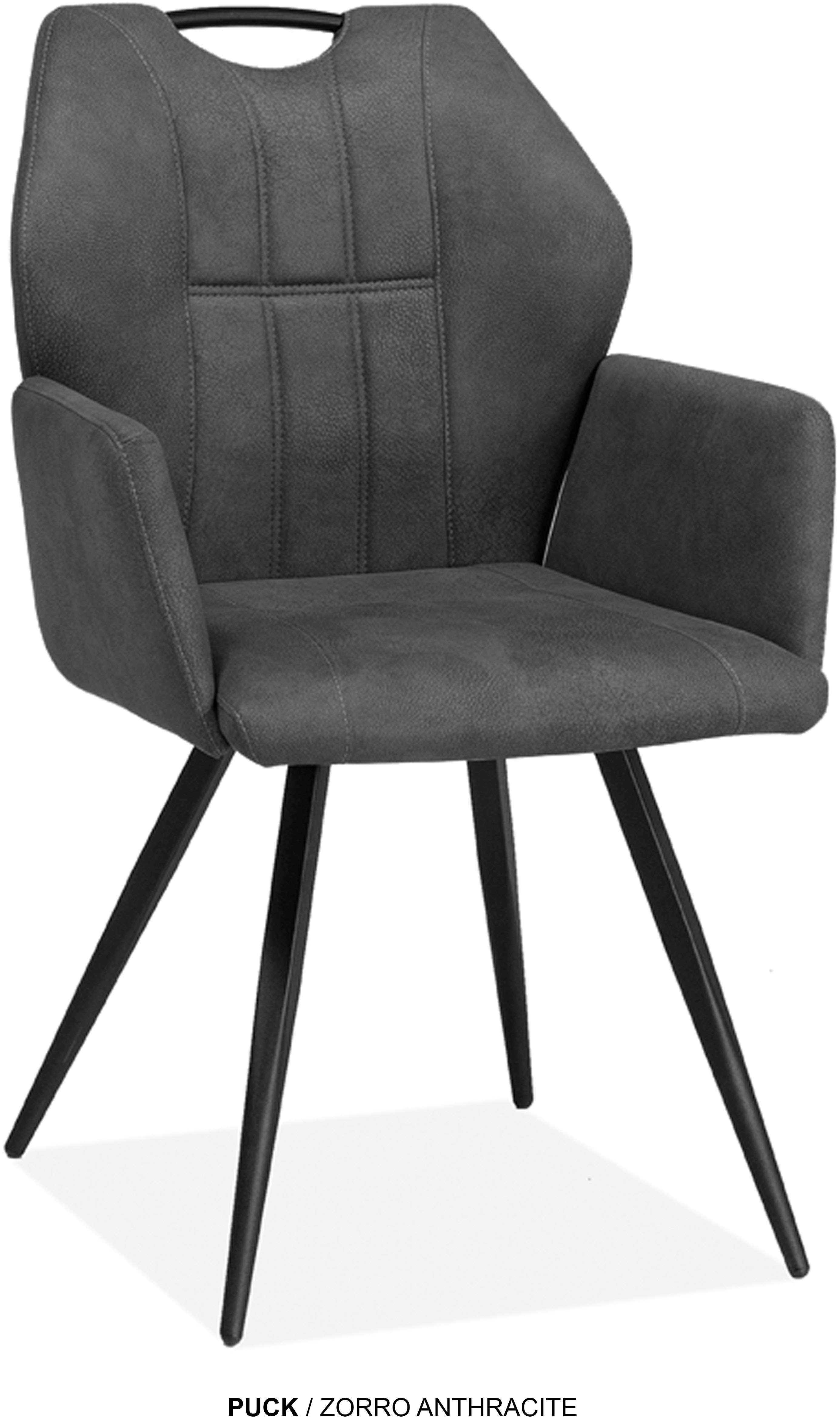 Esszimmerstuhl OMG DESIGN "Puck", anthrazit, schwarz, B:57cm H:89,5cm T:61,5cm, Polyester, Stühle, Esszimmerstuhl, Esszimmerstuhl, pflegeleichter Bezug