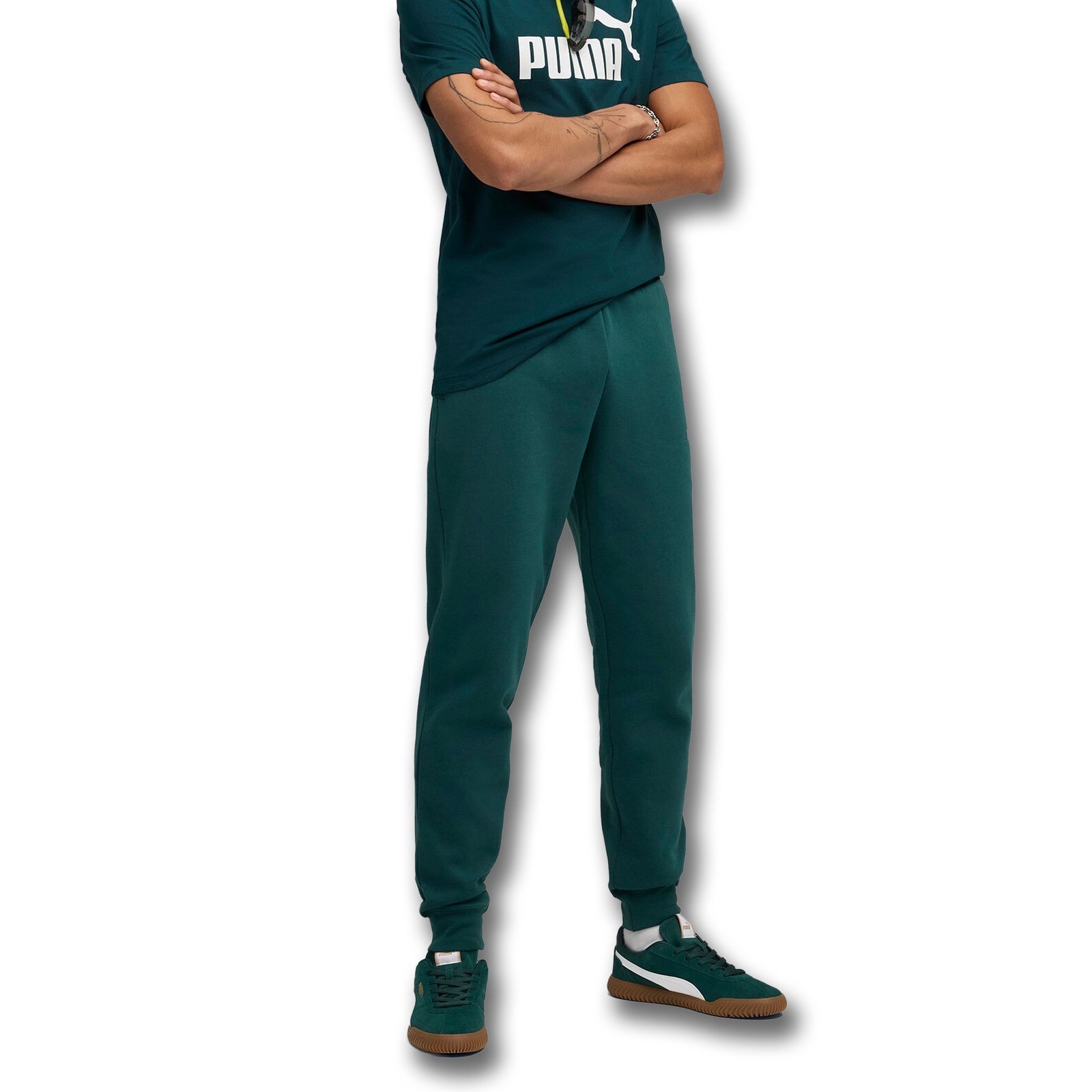 PUMA Men's Essential No. 1 Logo Sweatpants (Size XL) Green, Cotton,Polyester