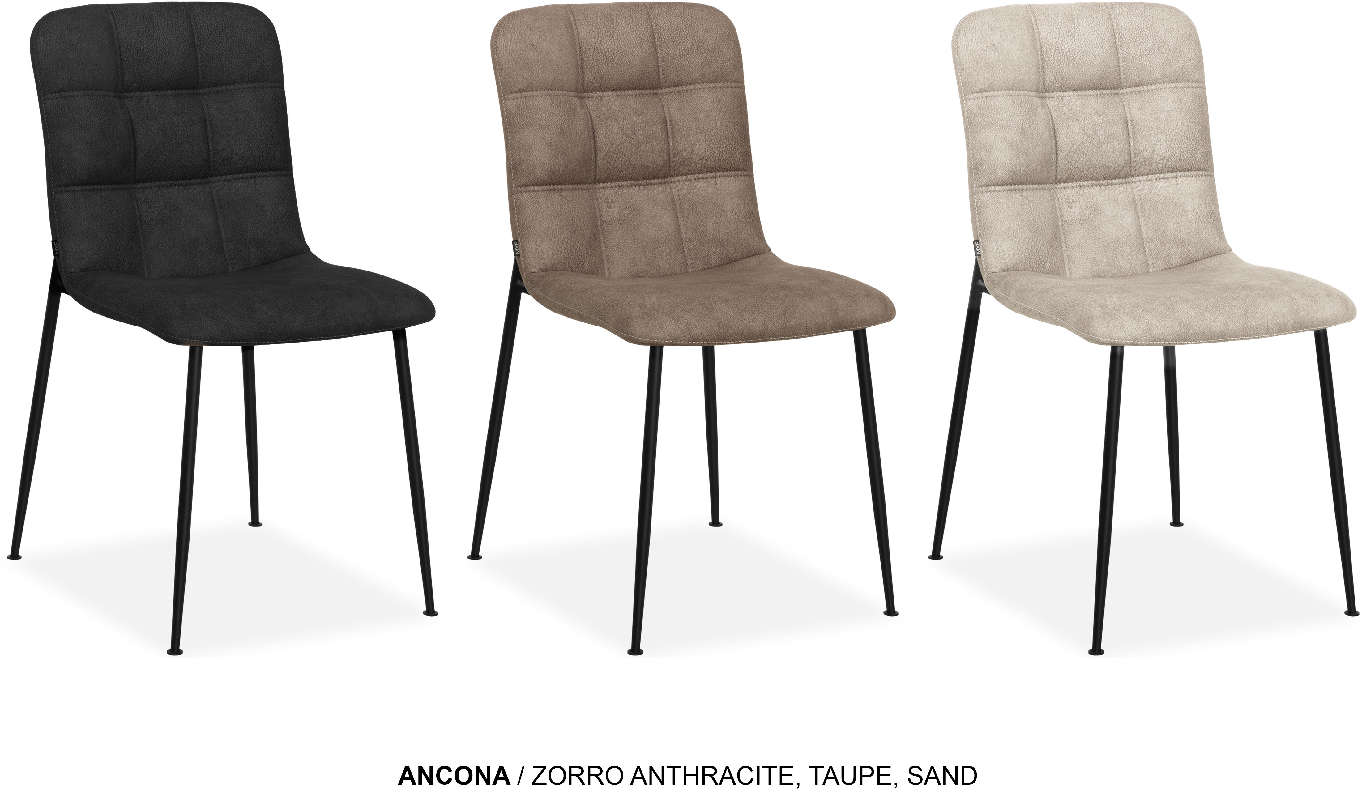 Esszimmerstuhl OMG DESIGN "Ancona", taupe, schwarz, B:44,5cm H:81,5cm T:57,5cm, Polyester, Stühle, Schalenstuhl, bequem gepolstert, Esszimmerstuhl