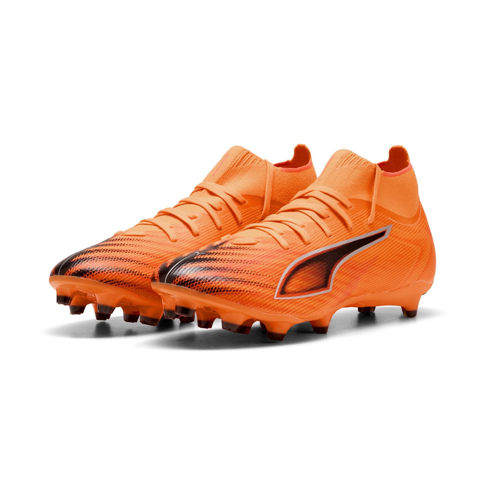 Fußballschuh PUMA "ULTRA 6 MATCH+ FG/AG Fußballschuhe Erwachsene", Herren, Gr. 42, heat fire schwarz glowing rot orange, Obermaterial: Synthetik, Textil; Futter: Synthetik, Textil; Innensohle: Textil; Laufsohle: Synthetik, Schuhe Fußballschuh