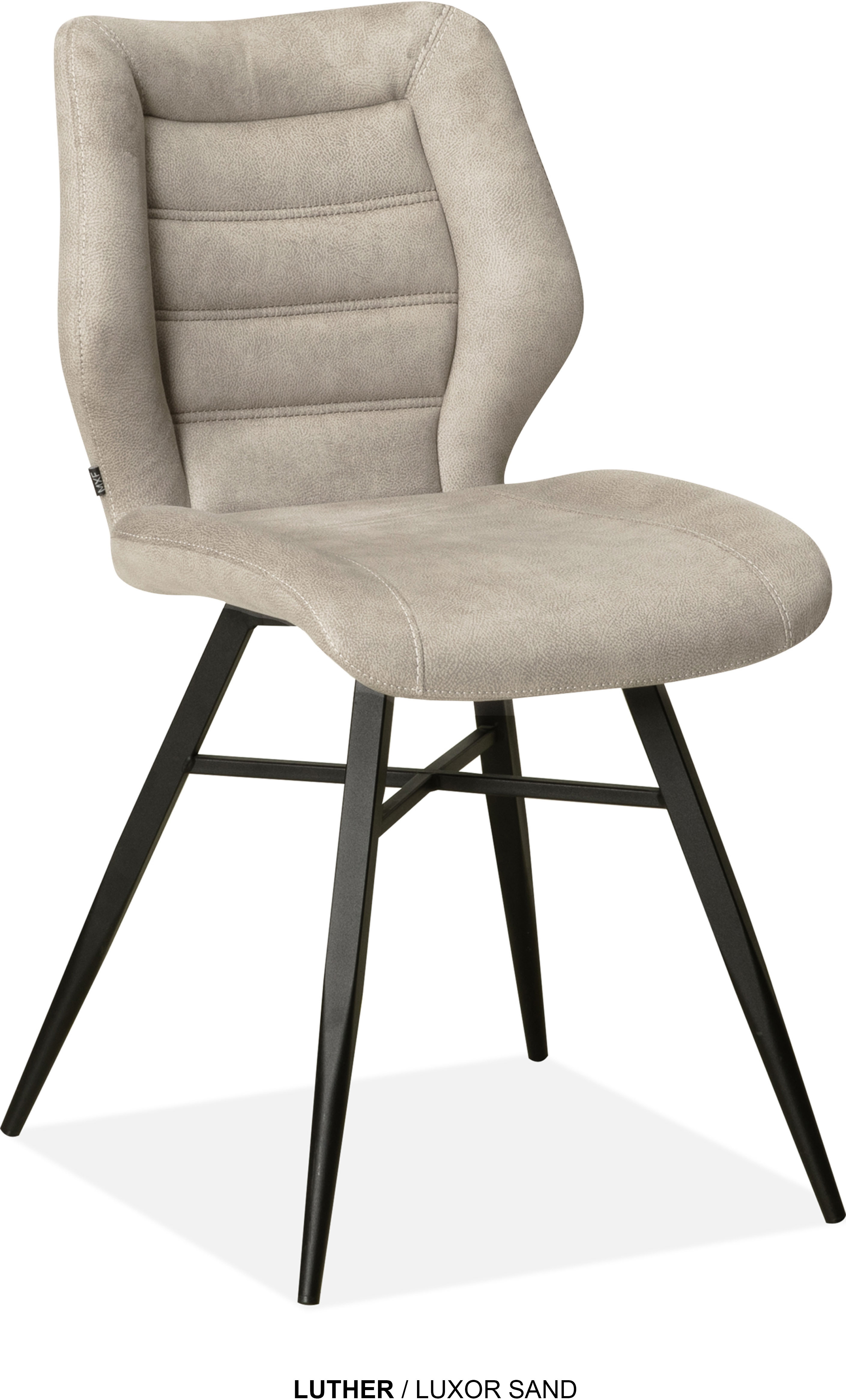 Esszimmerstuhl OMG DESIGN "Luther", sand, schwarz, B:47cm H:84,5cm T:59,5cm, Polyester, Stühle, Schalenstuhl, bequem gepolstert, Esszimmerstuhl