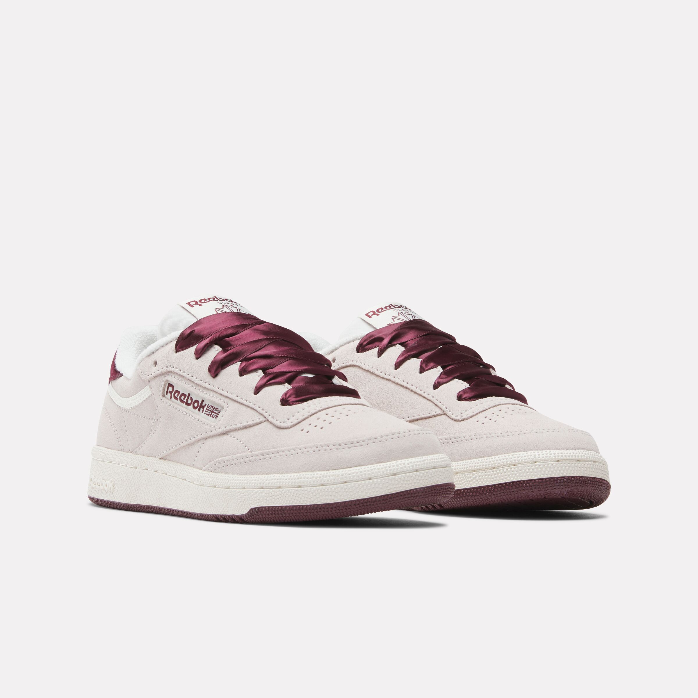 Sneaker REEBOK CLASSIC "CLUB C 85", Damen, Gr. 37,5, luxegrau, schwarzcherry, chalk, Leder, Textil, Schuhe Sneaker