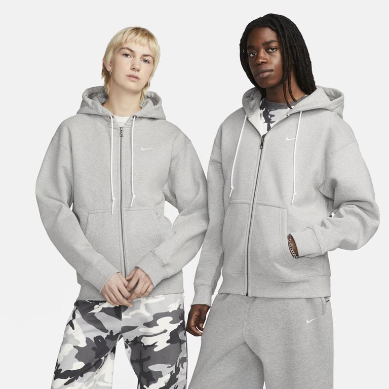 Solo Swoosh Full-Zip Hoodie - Gray - Nike Sweats