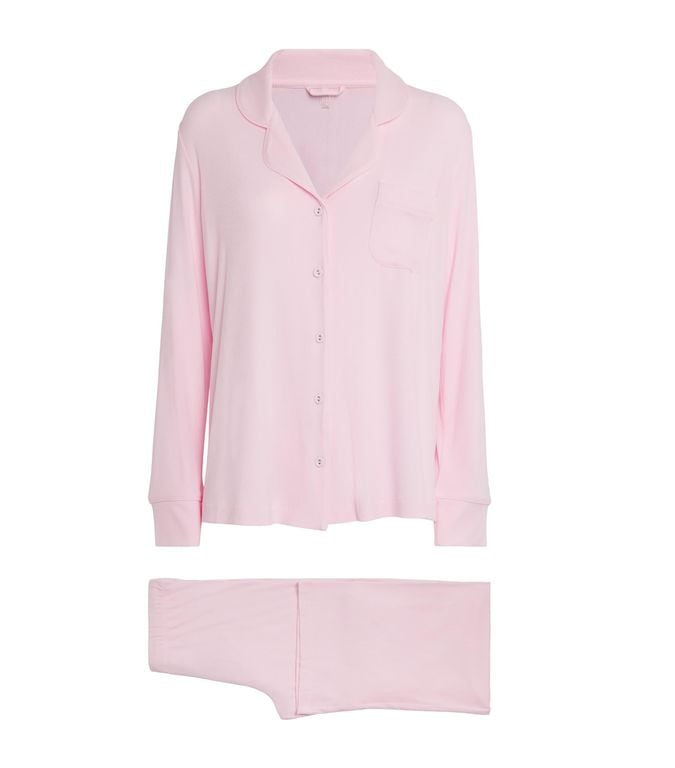 Ribbed Soft Lounge Pyjama Set - Pink - Skims Nightwear