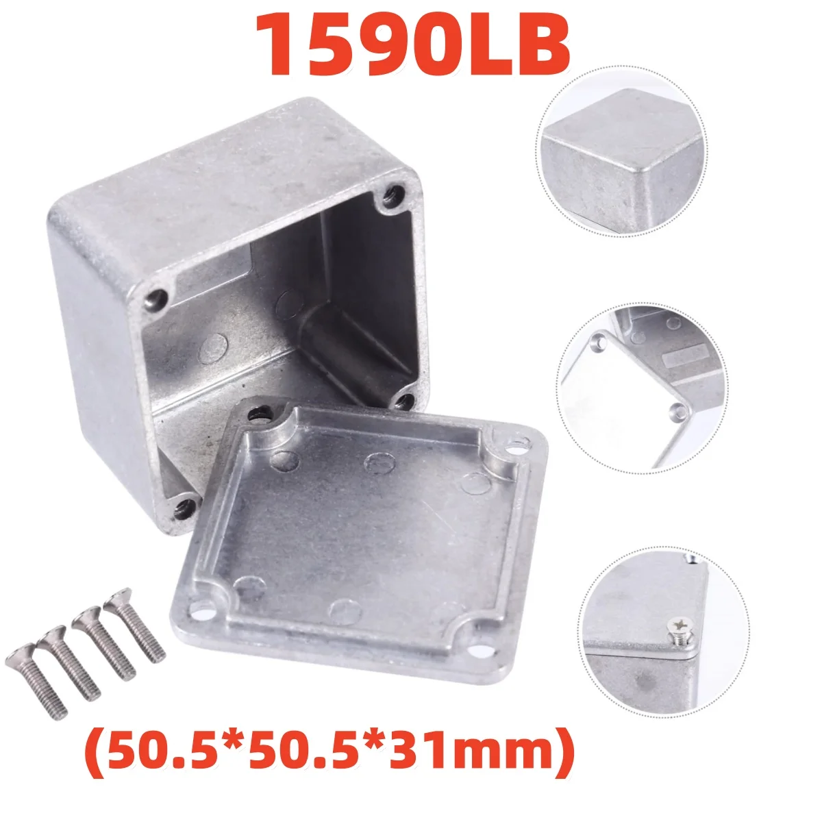 Miwayer 1590LB 50,5 x 50,5 x 31 mm Aluminium-Gitarrenpedalgehäuse – leichtes Metall-Stompbox-Gehäuse mit Schrauben für DIY-Effektpedal Image