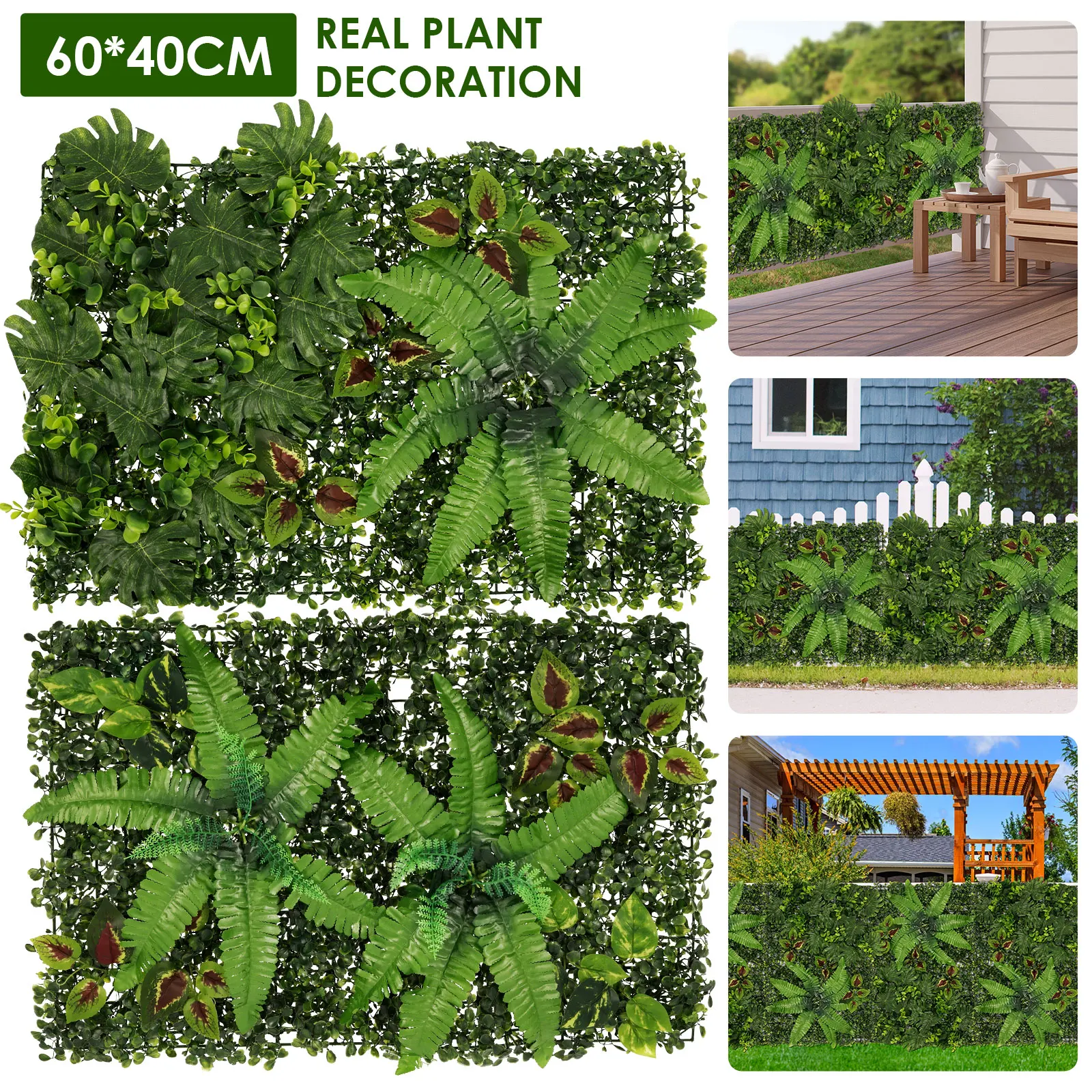 1/2 Stück künstliche Pflanzen, Wandpaneel, Kunststoff, wetterbeständig, künstliche Heckenpaneele für Zuhause, Garten, Balkon, Rasendekoration im Freien