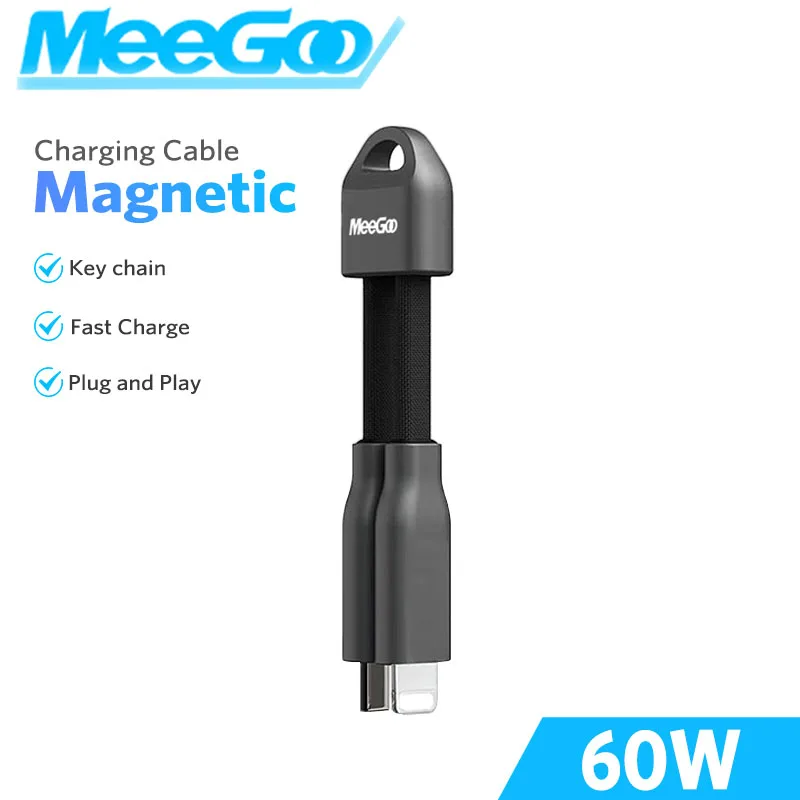 MeeGoo Zinklegierung Tragbares Schlüsselanhänger-Ladekabel Typ C 60 W PD Schnelllade-Datenkabel-Adapter für Xiaomi iPhone Samsung Huawei Image