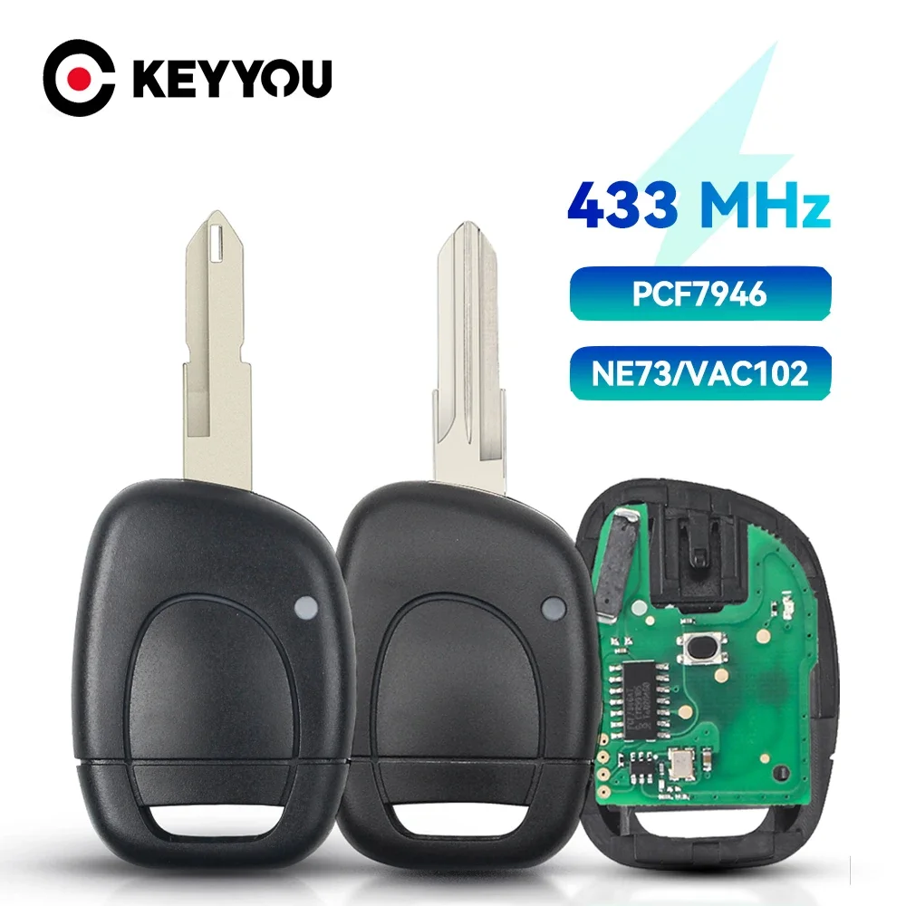 KEYYOU Auto Fernbedienung Alarm Control Schlüssel für Renault Master Kangoo Clio Twingo NE72 Blade PCF7946 Chip 433MHZ Image
