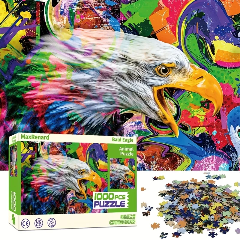 1000-teiliges hochwertiges Adler-Puzzle aus weißem Karton, 19,25 x 26,75 Zoll, wenn fertig ist, 2 mm dicke Teile Image