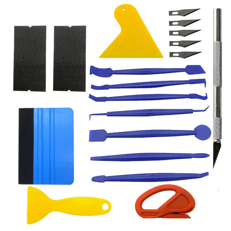 19Pcs/10Pcs Auto Wrapping Vinyl Tool Kit Fenster Film Tönung Werkzeuge Auto Wrap Sticks Rand Trimmen Rakel tönung Filz Rand Rakel Image