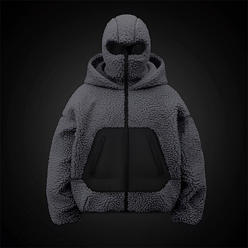 Per uomo Felpa con cappuccio Felpa con cappuccio a zip intera Felpa con cappuccio e zip Felpa con cappuccio in pile Sherpa Nero Bianco Grigio scuro Con Cappuccio Blocco di colori Con zip Patchwork