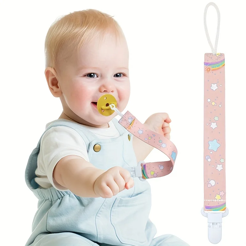 Baby-Schnullerhalter mit Leine – 1-teiliger Anti-Verlust-Clip für die meisten Schnuller, Beißringe und kleine Spielzeuge, ideales Weihnachtsgeschenk für Babys Image