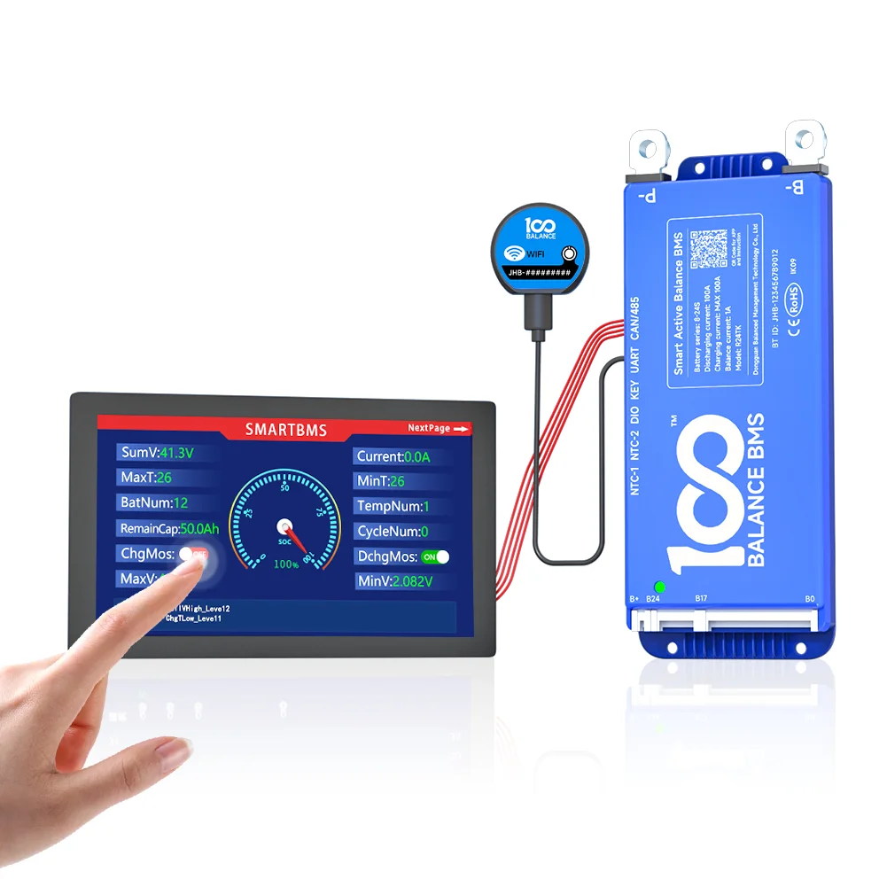 DALY Smart BMS 4S 12V 8S 24V 16S 48V 100A 150A 200A LiFePo4 Active Balance BMS für Lithiumbatterie mit LCD RS485 UART BT WIFI Image