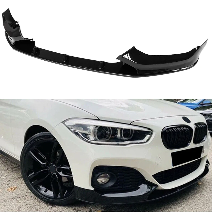 4X 2015 A 2019 Per Bmw F20 F21 118i 120d 120i M135i M140i Lci M-Sport Paraurti Anteriore Lip Spoiler Diffusore Splitter Nero Lucido