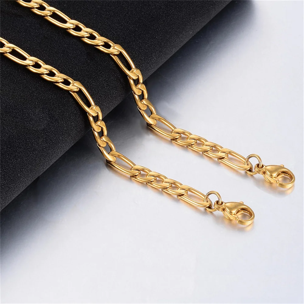 Punk Mode 6mm Figaro Link Ketten Männlich Gold Silber Farbe Edelstahl Kette Halsketten Für Männer Frauen Hip Hop schmuck Geschenk Image