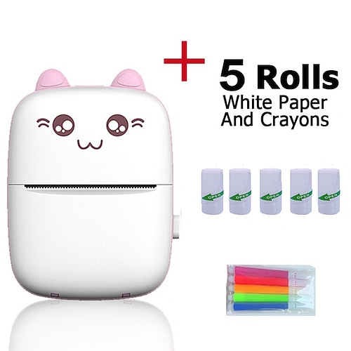 Nuovo design adorabile per gatti del 2025, stampa di foto ed etichette con ricarica USB a 200 dpi, include cavo USB e kit senza inchiostro, ideale per viaggi e uso domestico, stampa di foto,