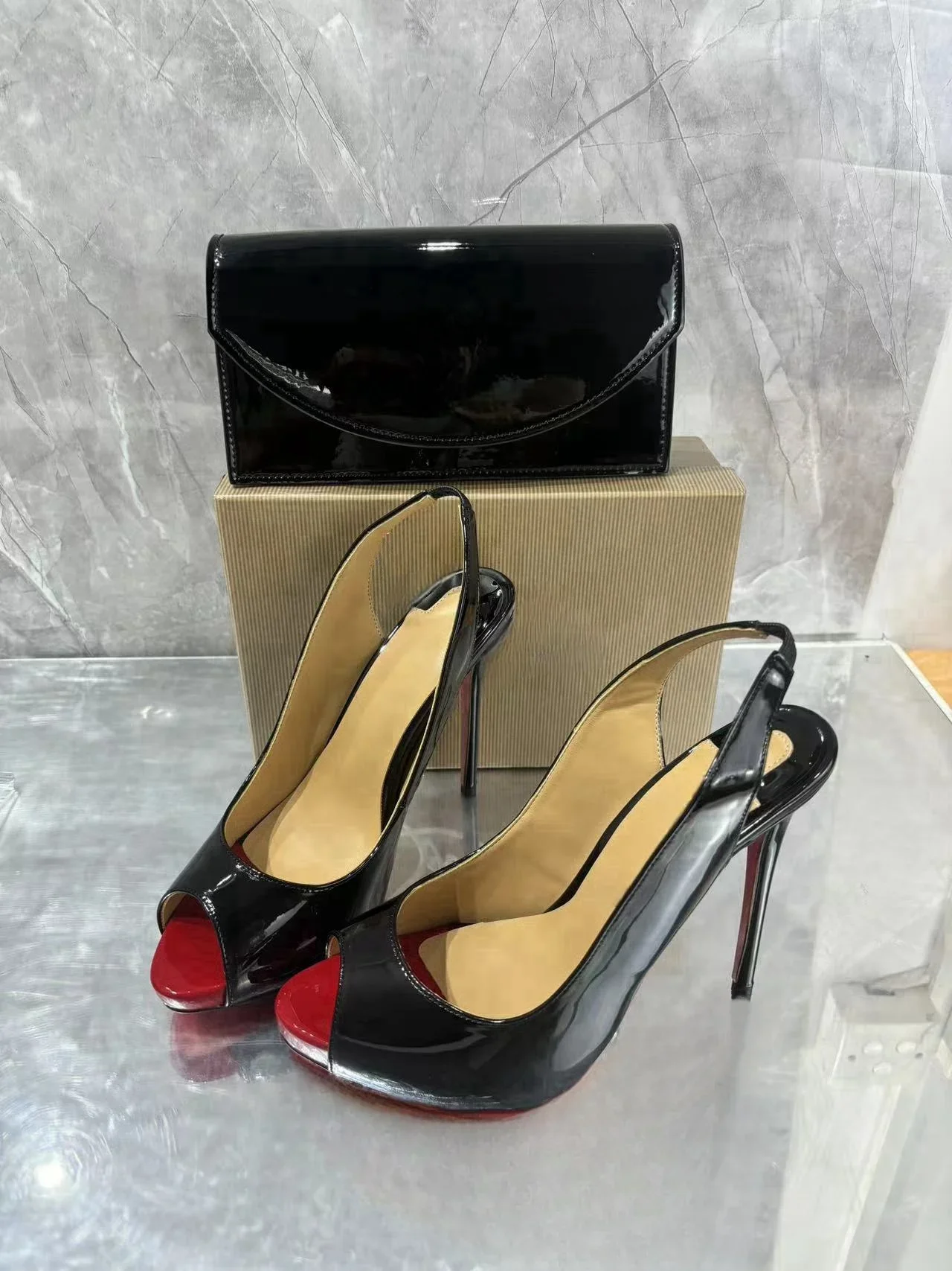 Peep Toe Thin With Thin Sole Spring 2025 New Women's Color Matching Classic Design High Heels Commuter Office Women Single Shoes