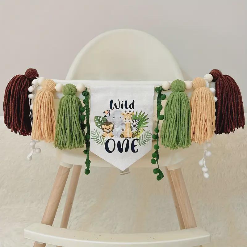 Striscione Wild One Tassel per seggiolone, 1o compleanno, sfondo per foto di compleanno, One Banner, 1o compleanno bambino, ghirlanda di nappe di fila