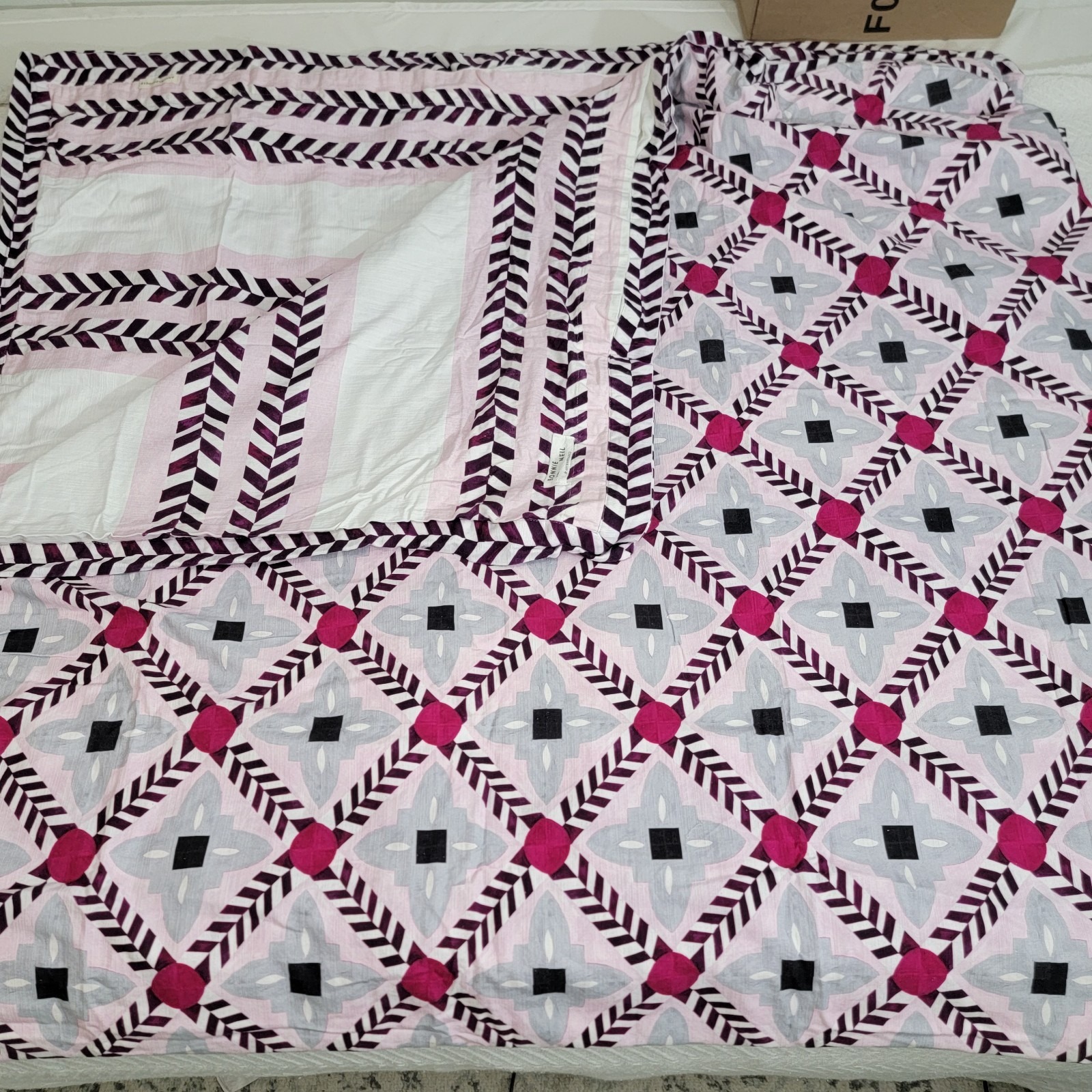 Anthropologie Bedding | Bonnie And Neil Anthropologie Cotton Purple Reversible Medallion Duvet King Size | Color: Purple | Size: King