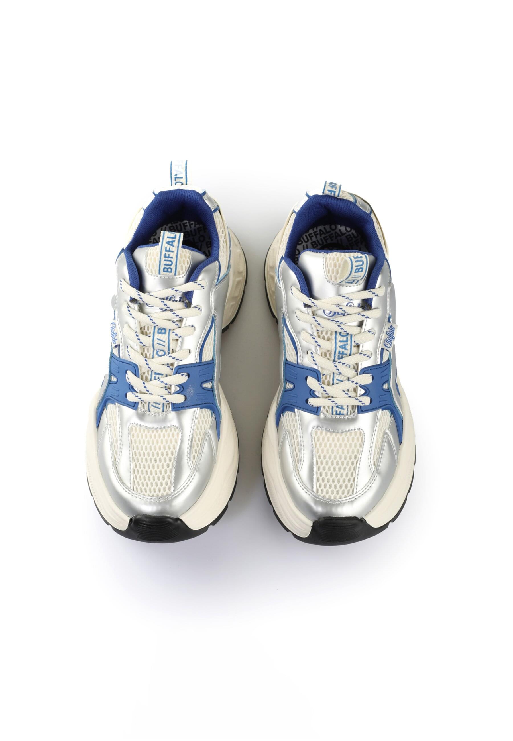 Trainingsschuh BUFFALO "Buffalo Yuno - Vegan Nappa/Mesh", Damen, Gr. 38, blau, sand, weiß, Schuhe