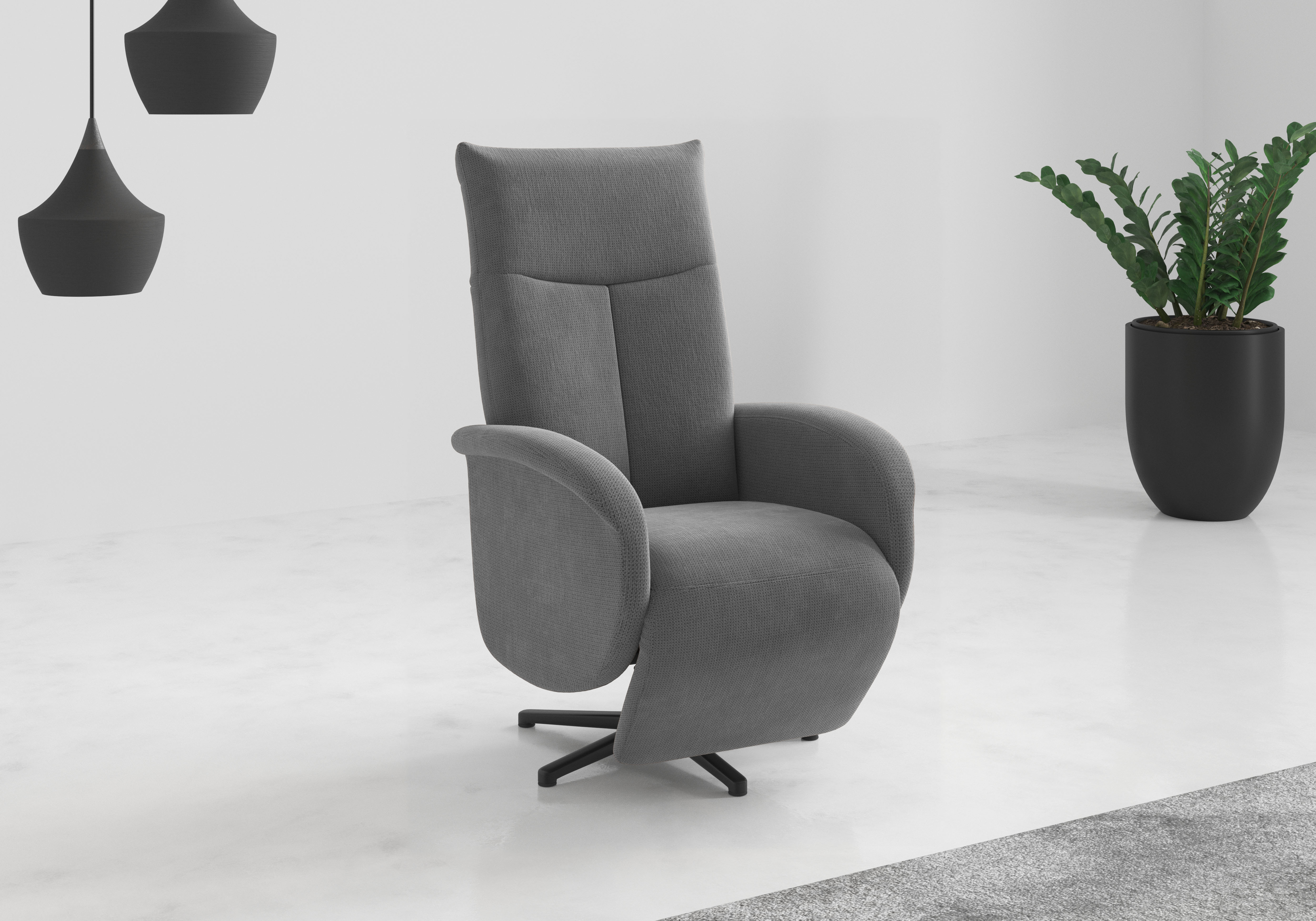 TV-Sessel SIT & MORE "Glendale", grau, B:75cm H:112cm T:82cm, 90% Polyester, 10% Polyamid, Sessel, wahlweise mit Aufstehhilfe, 2 Motoren und Akku