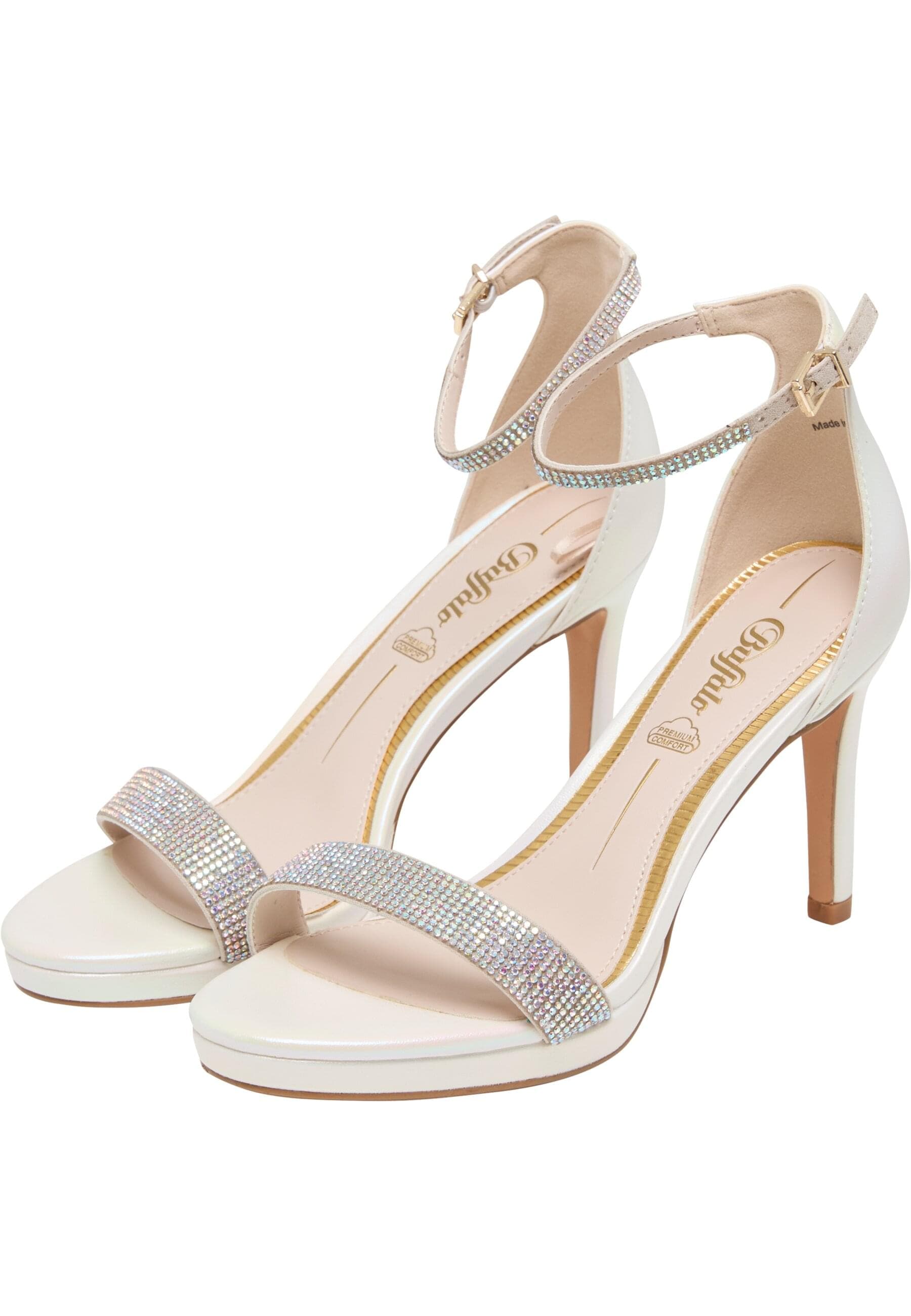 High-Heel-Pumps BUFFALO "Buffalo Monroe - Sandal Heel- Vegan Nappa", Damen, Gr. 37, pearl weiß, Kunstfaser, unifarben, Schuhe