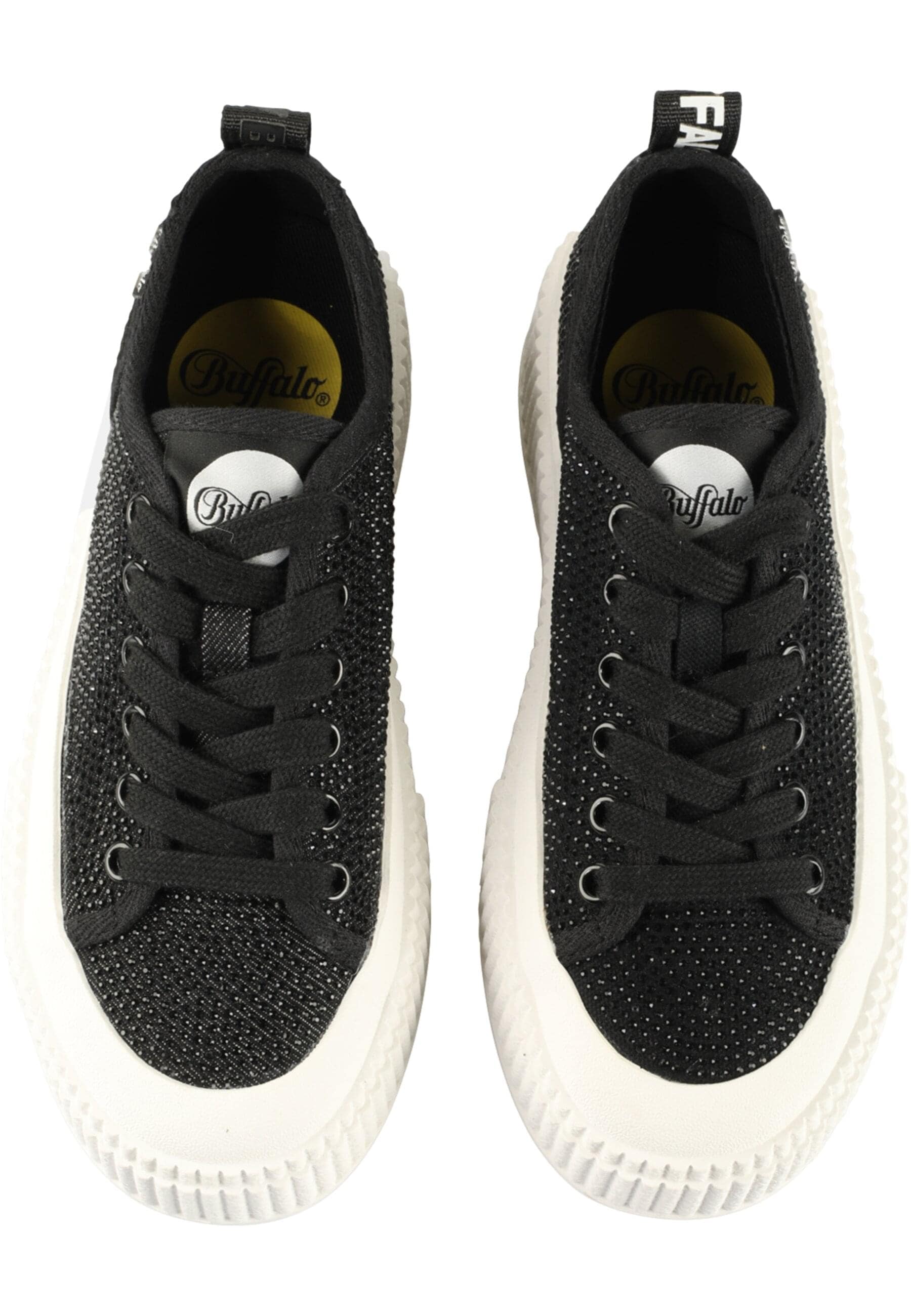 Trainingsschuh BUFFALO "Buffalo MADISON GLAM", Damen, Gr. 41, schwarz, Baumwolle, unifarben, Schuhe