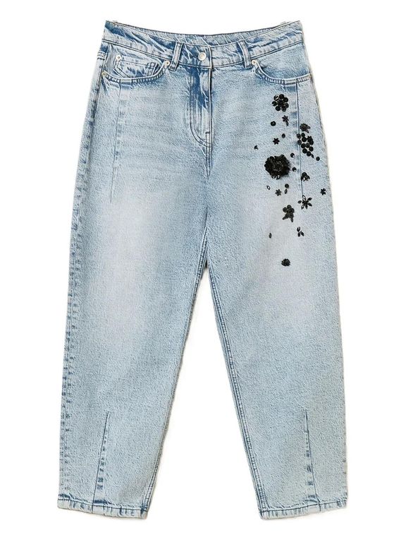 Sequin-Embellished Denim Jeans - Blue - Twinset Jeans