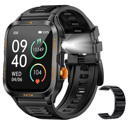 iMosi KT89 Smartwatch 1.96 Zoll Smartwatch Fitnessuhr Bluetooth Schrittzähler Anruferinnerung Fitness-Tracker Kompatibel mit Android iOS Damen Herren Langer Standby Freisprechanrufe Wasserdicht IP68 Image