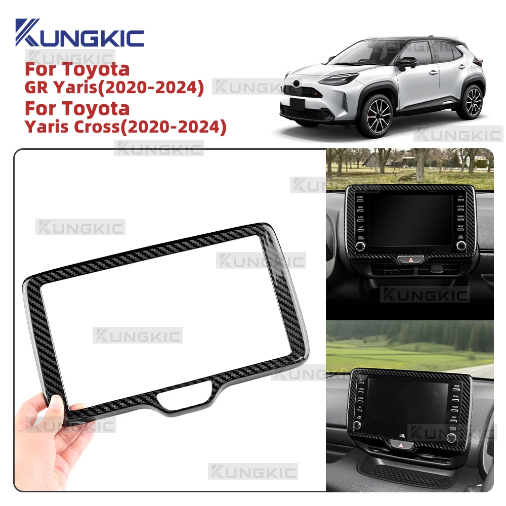 Per Toyota Yaris Cross/Yaris GR 2021 2022 2023 2024 Reale Duro Secco Copertura In Fibra di Carbonio LHD RHD Auto Telaio dello Schermo di Controllo Centrale