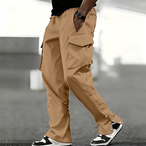 Herren Cargo-Hosen Hose Kordelzug Elastischer Bund Mehrere Taschen Einfach tragbar Outdoor Täglich Campen und Wandern Mode Klassisch Schwarz Marineblau Image