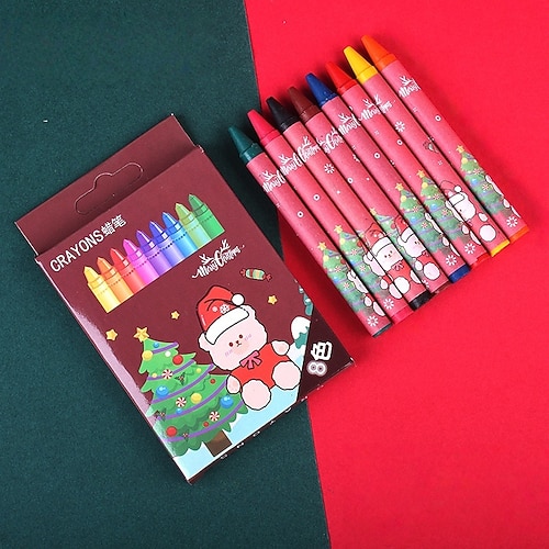 Weihnachts-Cartoon-Buntstiftset mit 8 Farben, zum Ausfüllen, Zeichnen, Kunstpinsel, Malset für Grundschüler, Weihnachtsgeschenk. Image