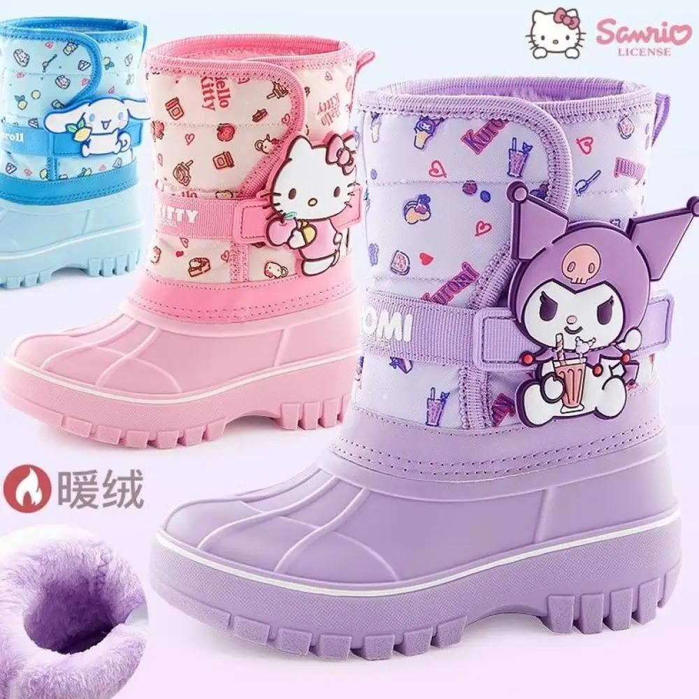 Sanrio Hello Kitty Plüsch-Schneestiefel, Anime, Kawaii, modisch, wasserdicht, warme Schuhe, Kuromi Cinnamoroll, Baumwollstiefel, Kindergeschenke