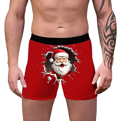Weihnachten Kurze Boxershorts Unterwäsche Weihnachtsgeschenk Weihnachtsmann Grafik Neuartige Komisch für Herren Erwachsene 3D-Druck für Weihnachten Karneval Neujahr Party Image