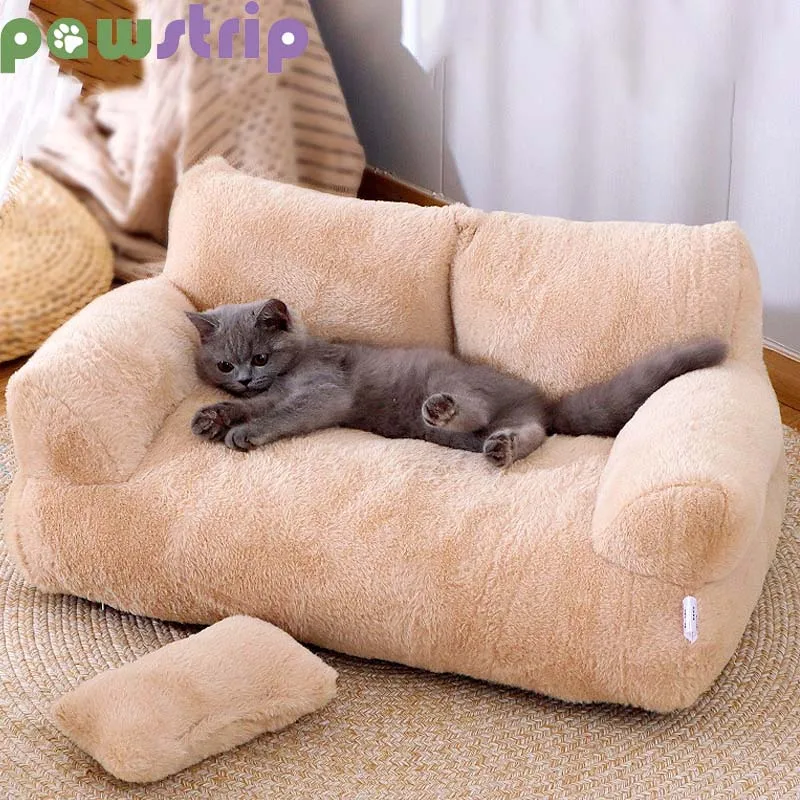 Luxuriöses Katzenbett, superweich, warm, Haustiersofa für kleine Hunde, Katzen, abnehmbar, waschbar, rutschfest, für Kätzchen, Welpen, Schlafbett, Heimtierbedarf Image