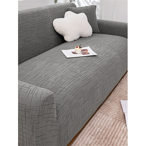 1 Stück verschleißfester elastischer Sofabezug aus Jacquard – einfarbiger, hochwertiger, universeller, verdickter Anti-Rutsch-Schonbezug für alle Jahreszeiten, geeignet für L-förmige und Image
