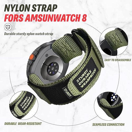 Uhrenarmband für Samsung Galaxy Uhr 8 40/44mm Watch 8 Classic 46 mm Nylon Ersatz Gurt Wasserdicht Verstellbar Atmungsaktiv Sportarmband Handgemachtes geflochtenes Seil Armband Image